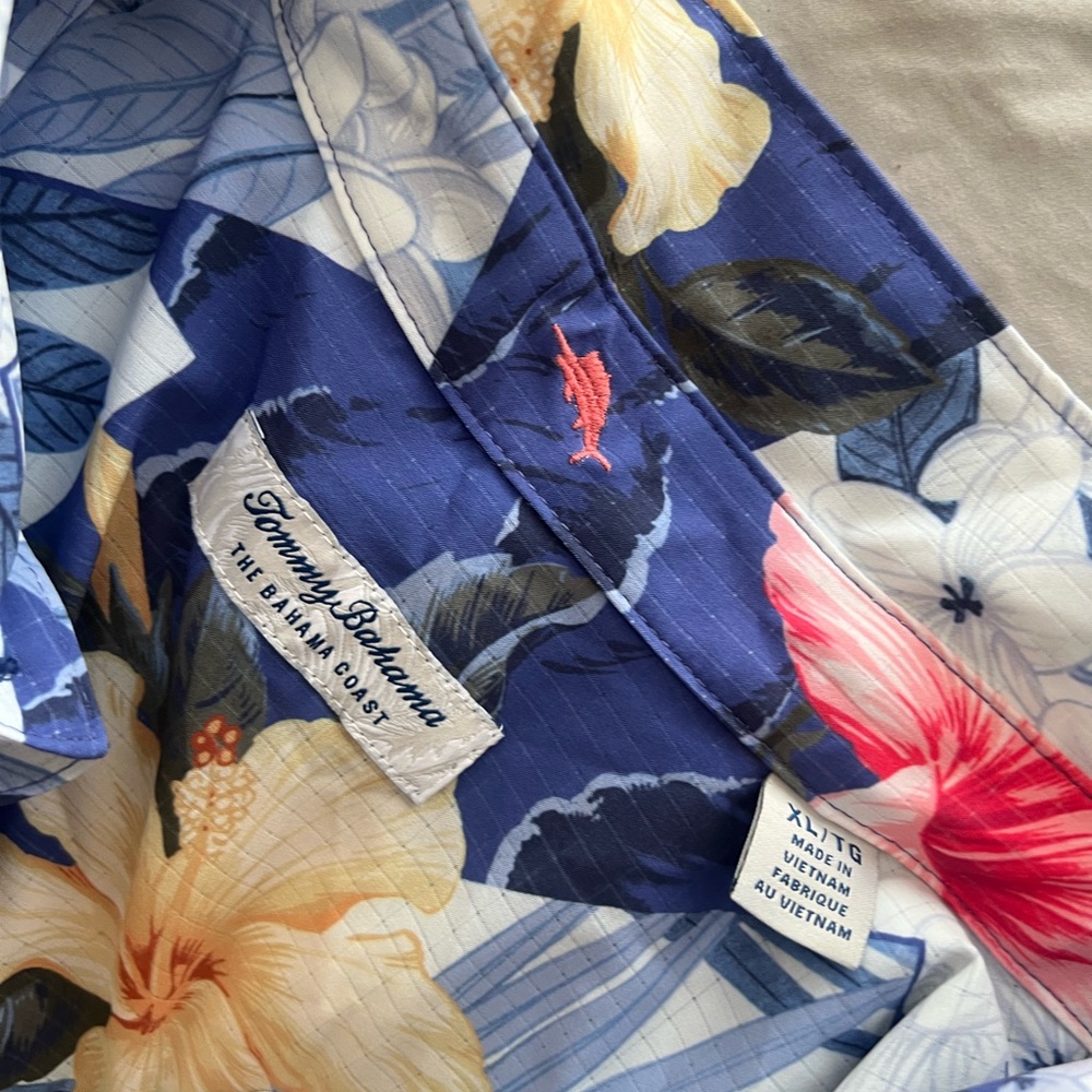 Tommy Bahama Tropical Floral Shirt in Blue and Pink